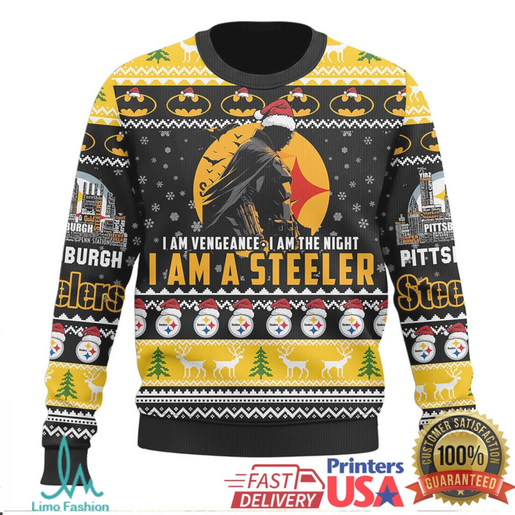 Official Pittsburgh Steelers I Am A Steeler Batman Ugly Christmas Sweater Official Pittsburgh Steelers I Am A Steeler Batman Ugly Christmas Sweater