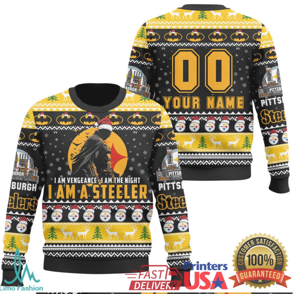 Official Pittsburgh Steelers I Am A Steeler Batman Ugly Christmas Sweater Official Pittsburgh Steelers I Am A Steeler Batman Ugly Christmas Sweater