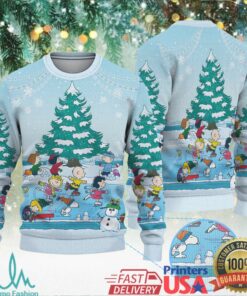 Snoopy & Woodstock Ice Skating Holiday Peanuts Charlie Brown and Friends Ugly Christmas Sweater