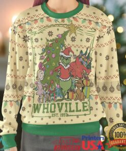 Whoville Vintage Grinch Christmas Ugly Christmas Sweatshirt, hoodie, sweater, long sleeve and tank top Whoville Vintage Grinch Christmas Ugly Christmas Sweatshirt